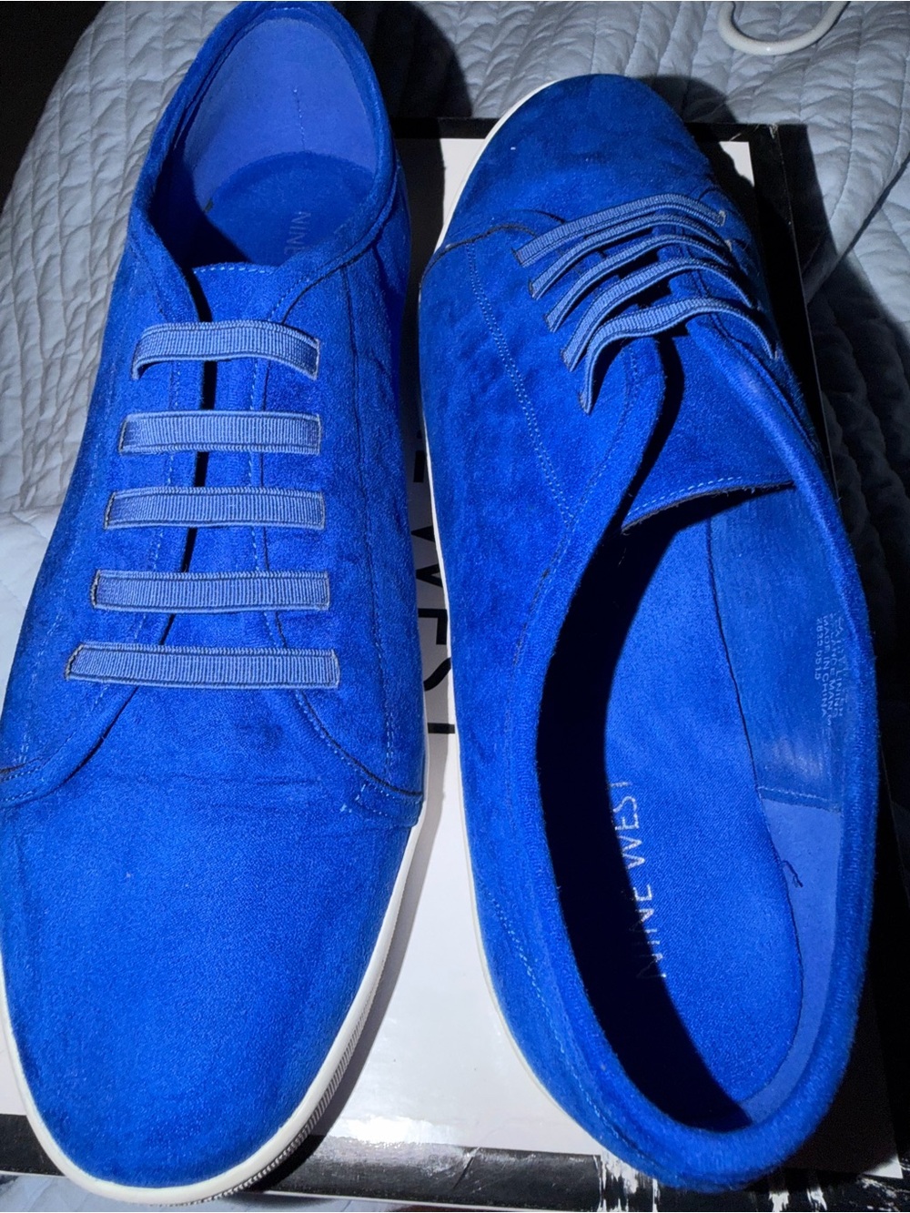 Nine West Royal Blue Suede Slip-On Sneakers